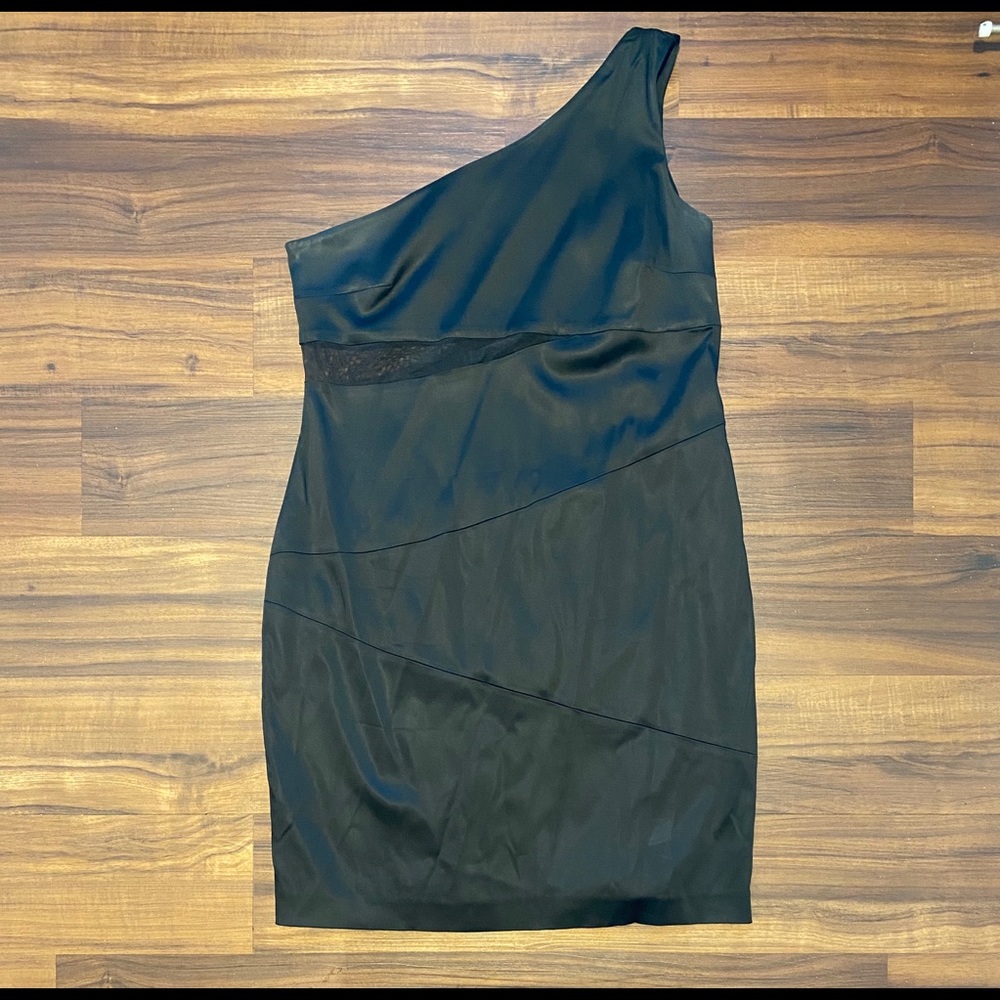 Black one shoulder dress, 14.